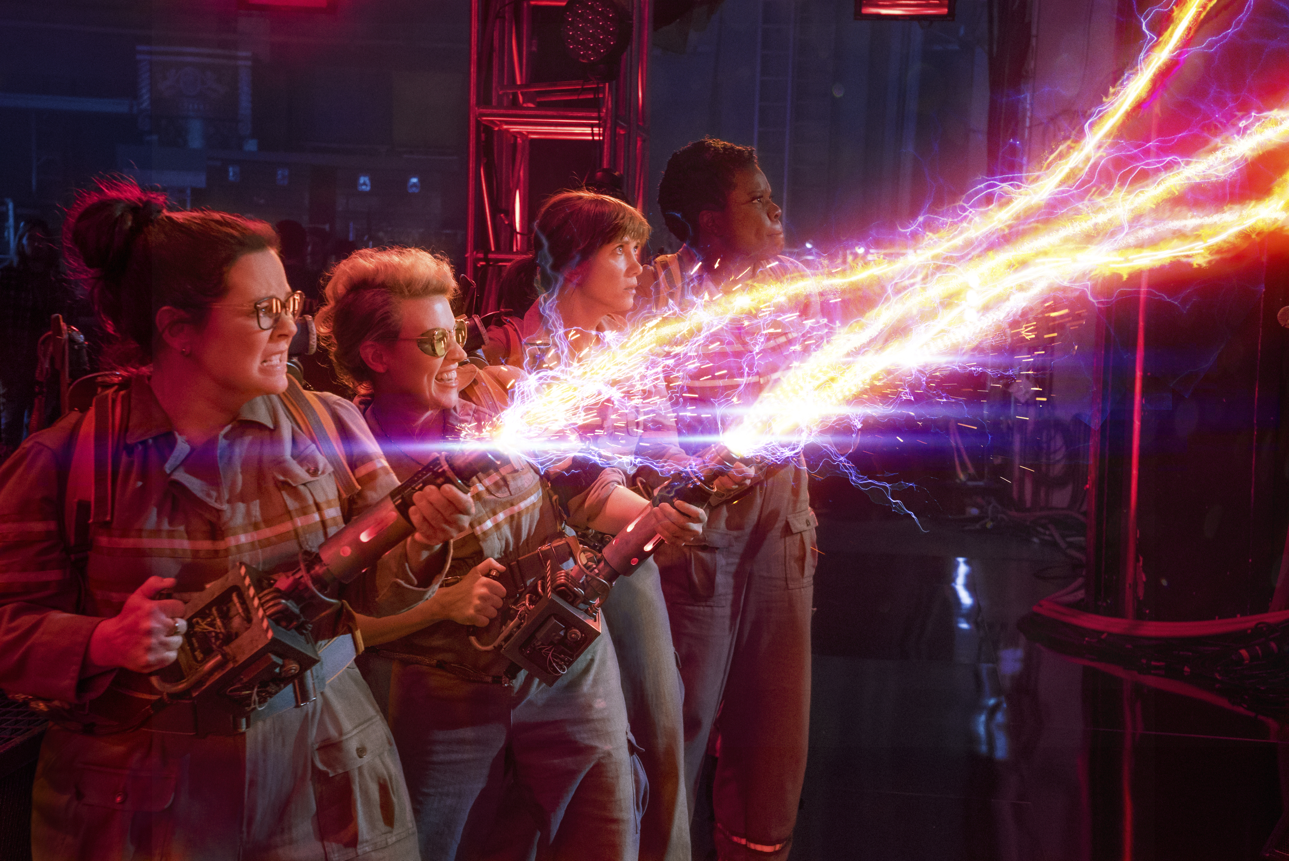 The Ghostbusters Abby (Melissa McCarthy), Holtzmann (Kate McKinnon), Erin (Kristen Wiig) and Patty (Leslie Jones). Photo courtesy: Columbia Pictures