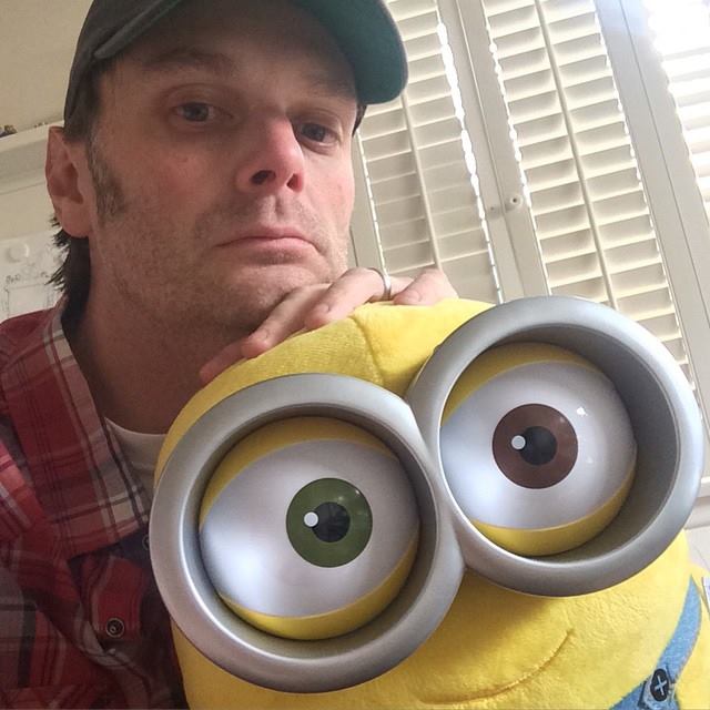 Screenwriter Brian Lynch with his Minion buddy. The blockbuster writer's films have grossed nearly $600 million worldwide. 