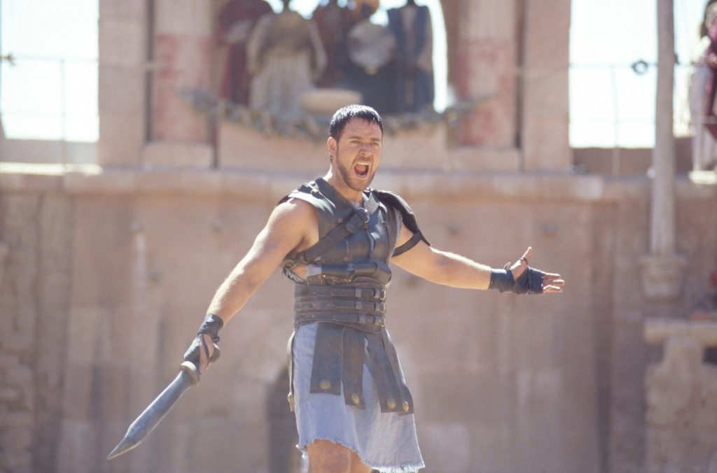 Russell Crowe plays... wait for it... "Maximus Decimus Meridius" in Gladiator. Photo courtesy: Universal Pictures